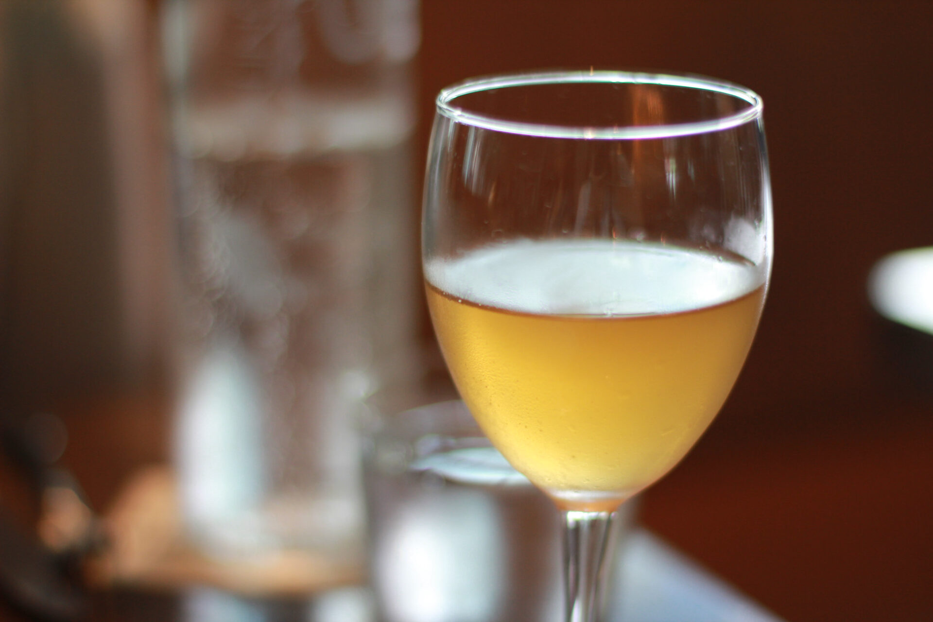 White wine grapes on the vine — orange wine is made from white grapes fermented with their skins on, the same technique used for red wine