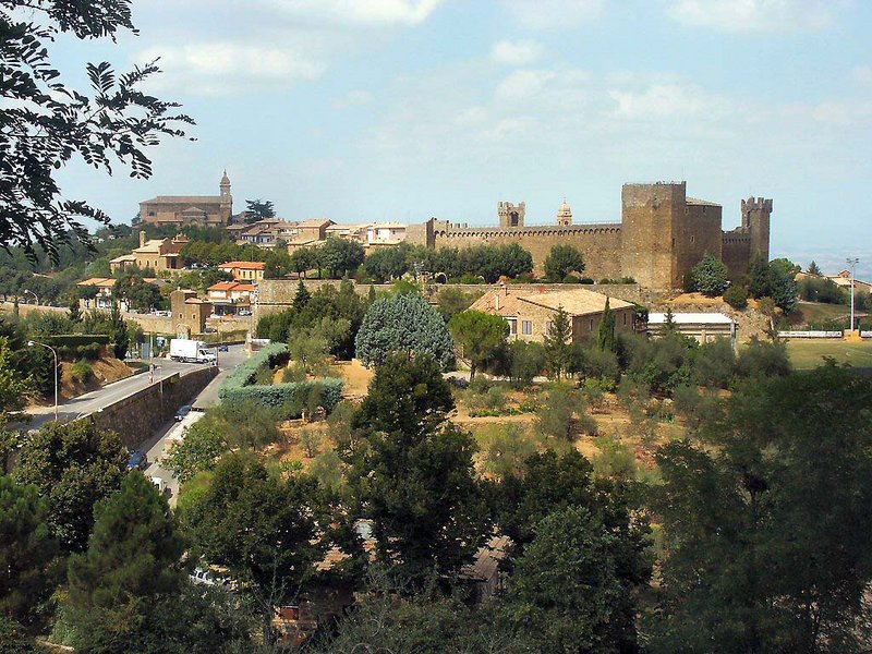Montalcino hilltop town in Tuscany, home of Brunello di Montalcino made entirely from Sangiovese